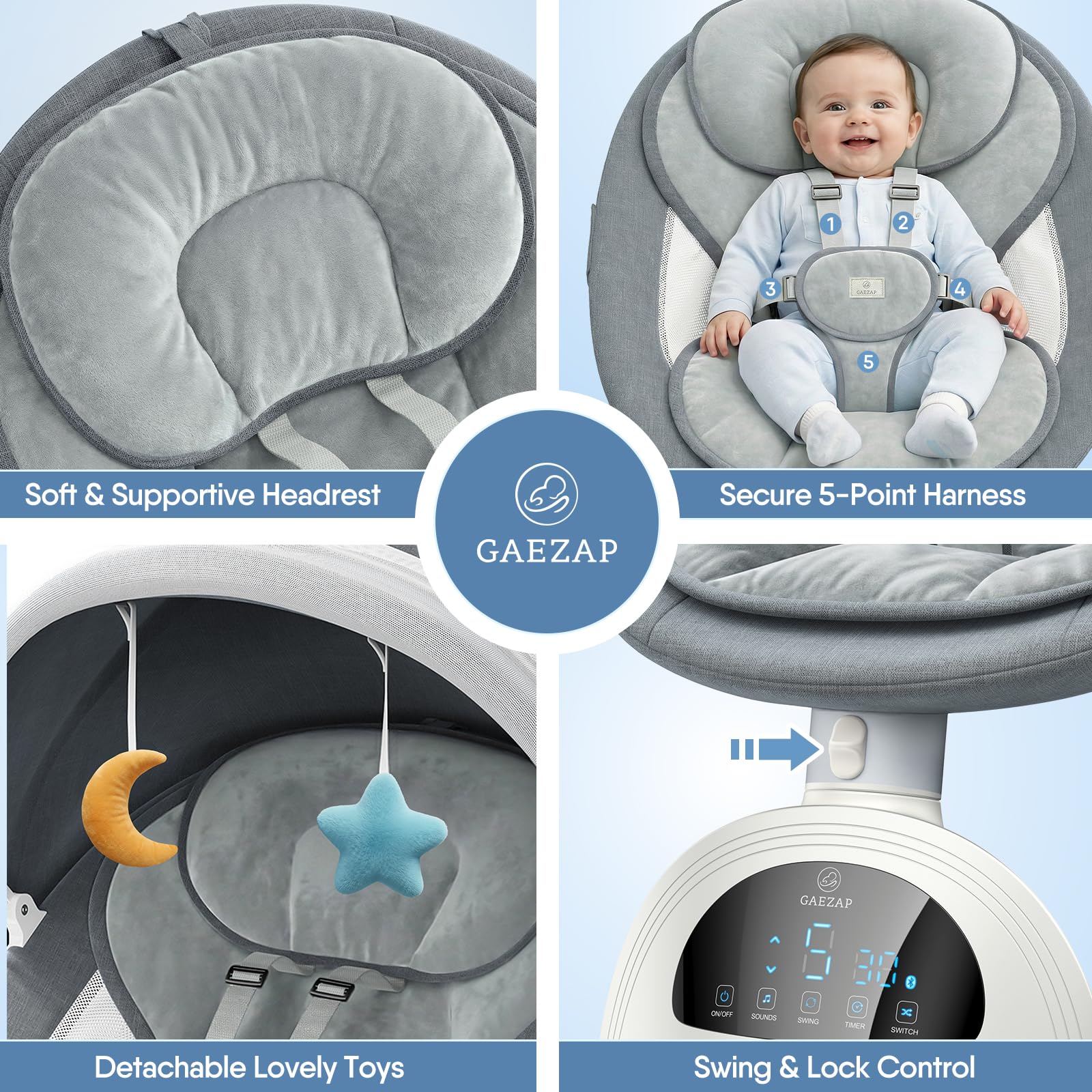 GAEZAP removable toys support simple visual tracking during play