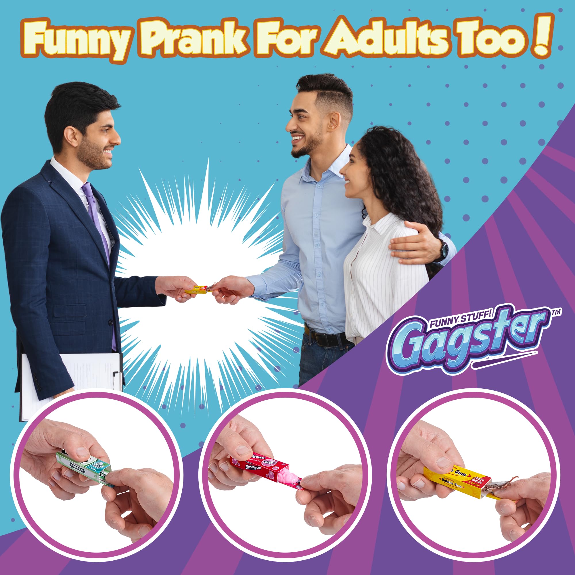 Gagster fake-chewed gum close-up reveals realistic look for pranks