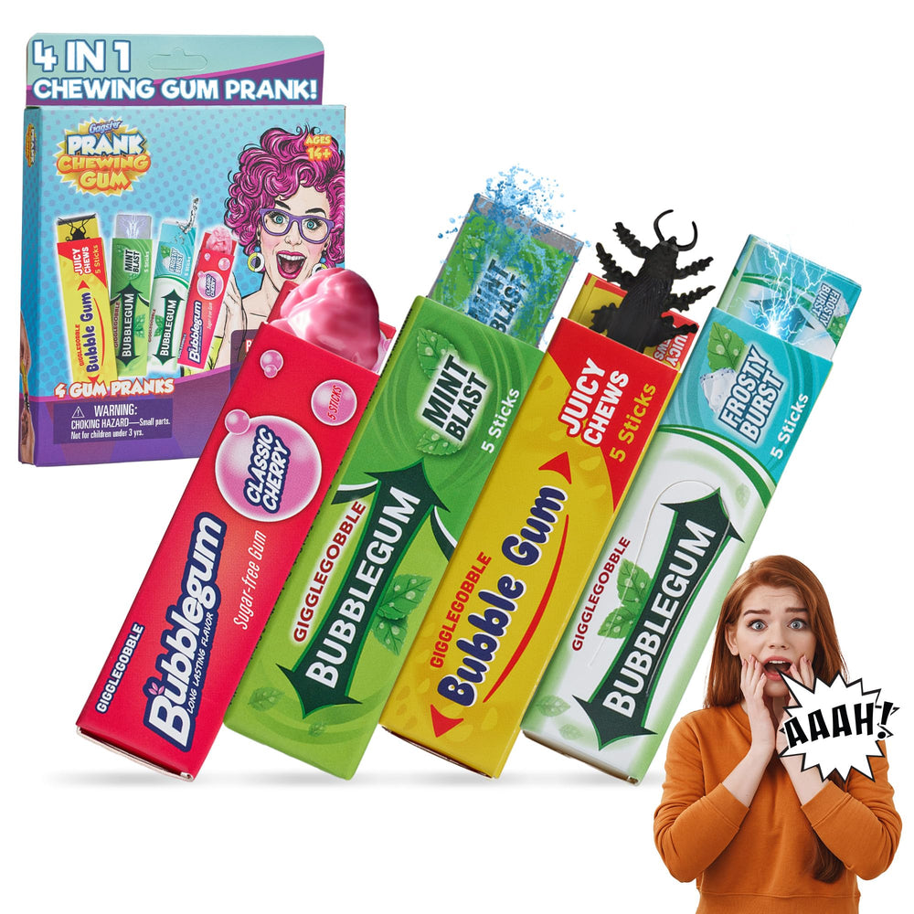 Gagster shocking gum in packaging ready for quick prank laughs