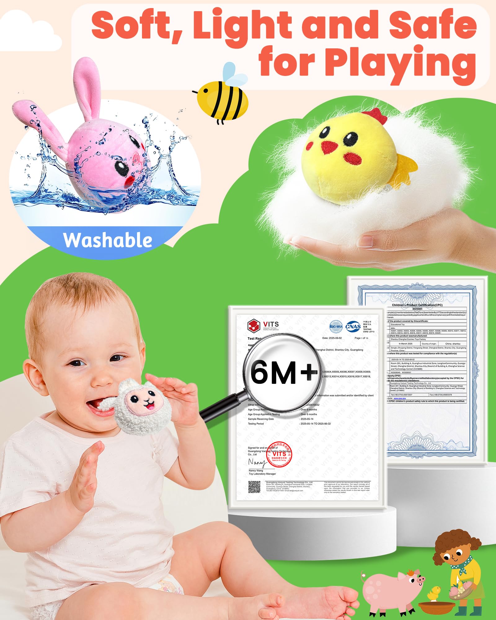 Gagule barn toy sheep featuring gentle sounds to engage hearing