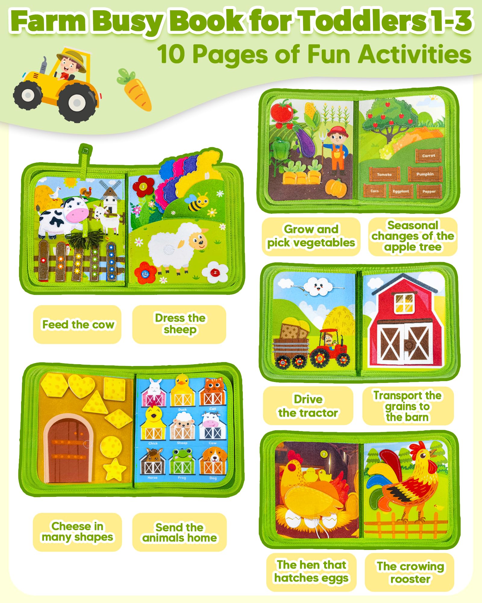 Gagule Busy Book dress the sheep scene encourages dressing skills and concentration for toddlers