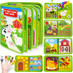 Gagule Busy Book farm activities page promotes fine motor skills with hands-on farm play