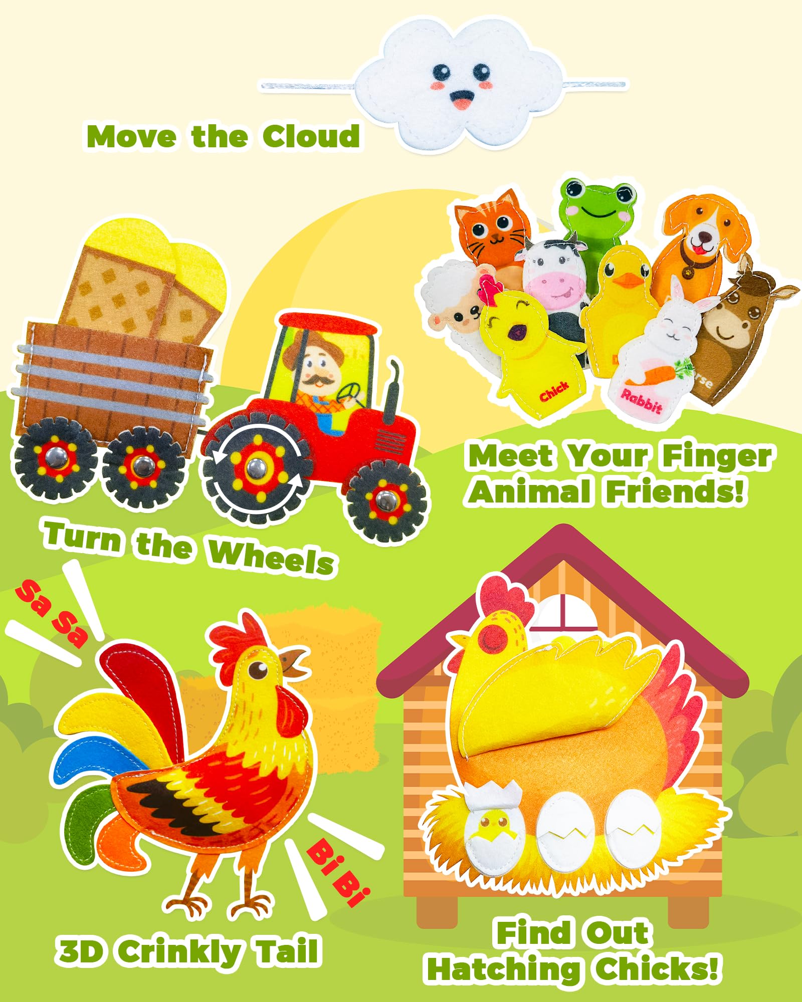 Gagule Busy Book hatching eggs scene stimulates curiosity and fine motor practice