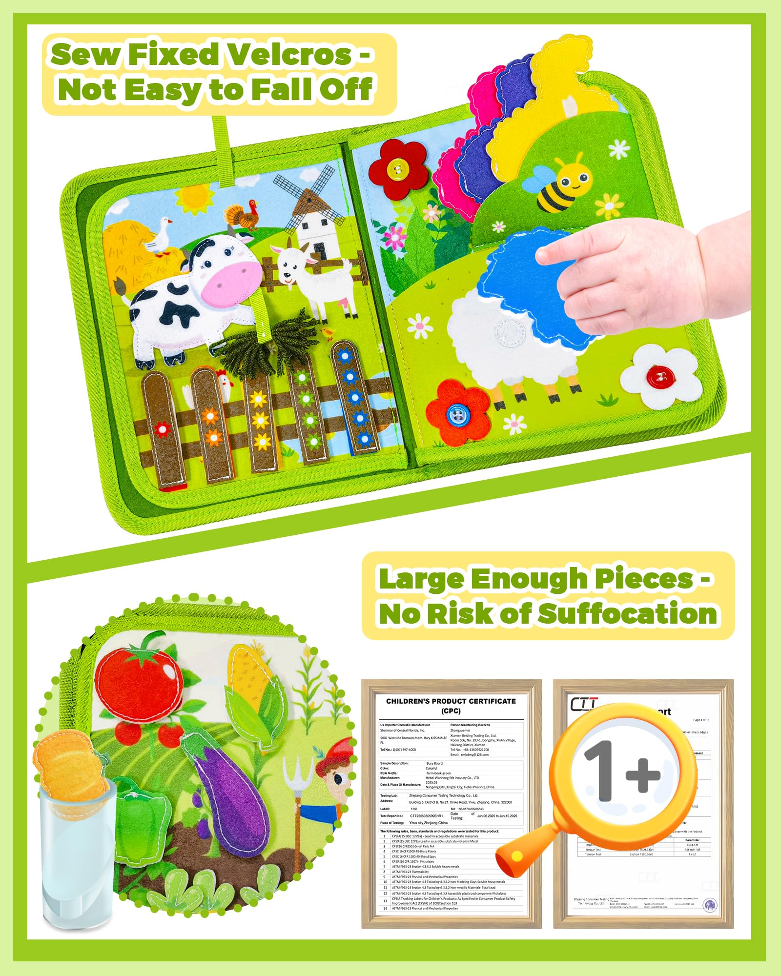 Gagule Busy Book tractor driving page promotes motor control while exploring farm life