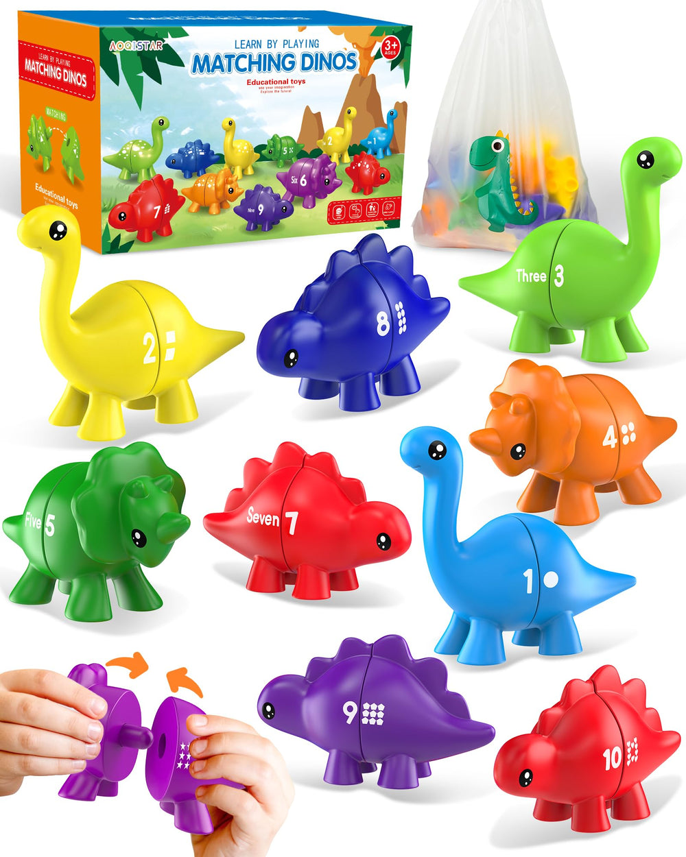 Gagule Number Dinosaurs double-sided digits for early counting practice