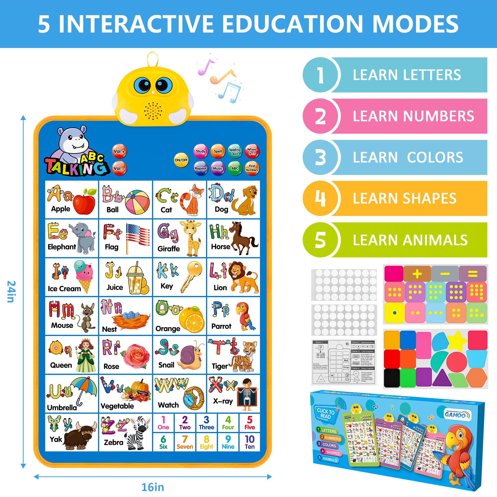 GaHoo portable learning poster—lightweight design for car trips and travel.