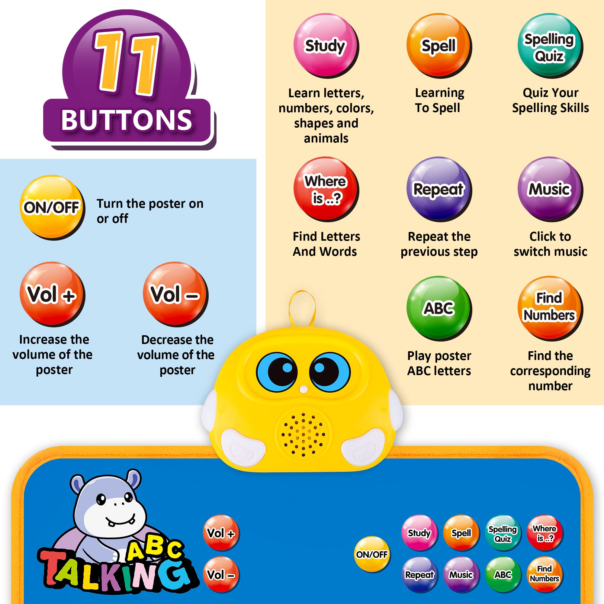 GaHoo talking abc 123s interaction view, activates by touch to reinforce letters and numbers.