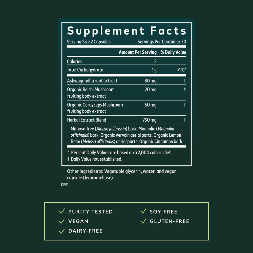 Gaia Herbs Adrenal Health Nightly Restore label art highlights herbal blend