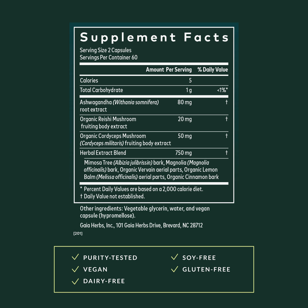 Gaia Herbs Ashwagandha root close-up highlighting adaptogens for stress resilience