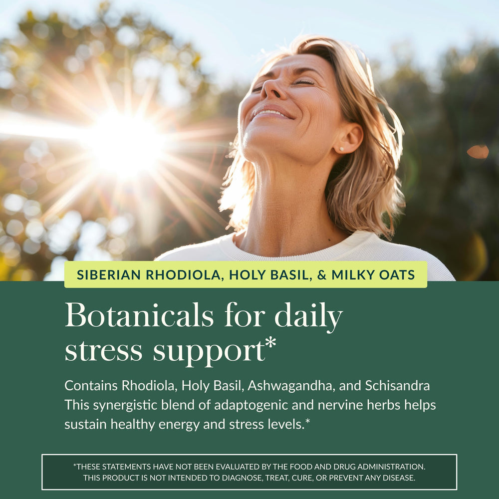 Gaia Herbs Ashwagandha root display associated with calming energy balance.