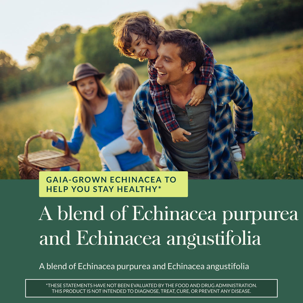 Gaia Herbs Echinacea Supreme ingredients sourcing illustrates regenerative organic farming connections.