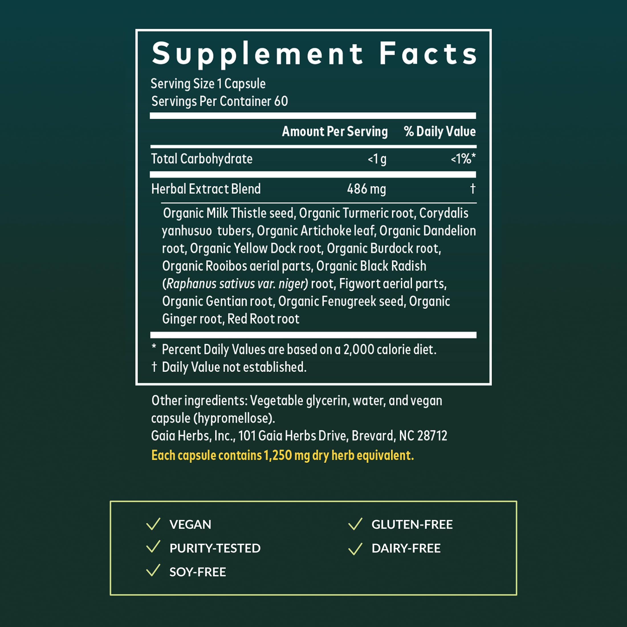 Milk thistle ingredient in Gaia Herbs Liver Cleanse blend