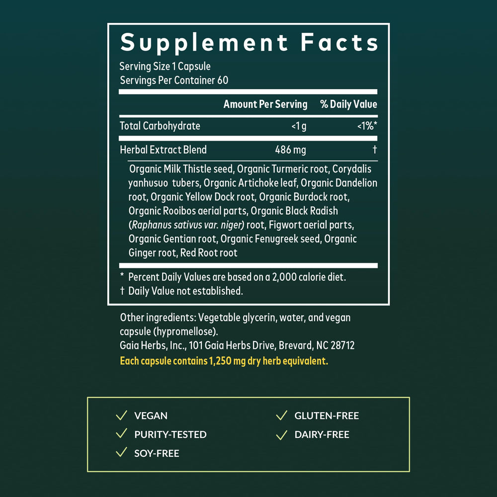 Milk thistle ingredient in Gaia Herbs Liver Cleanse blend