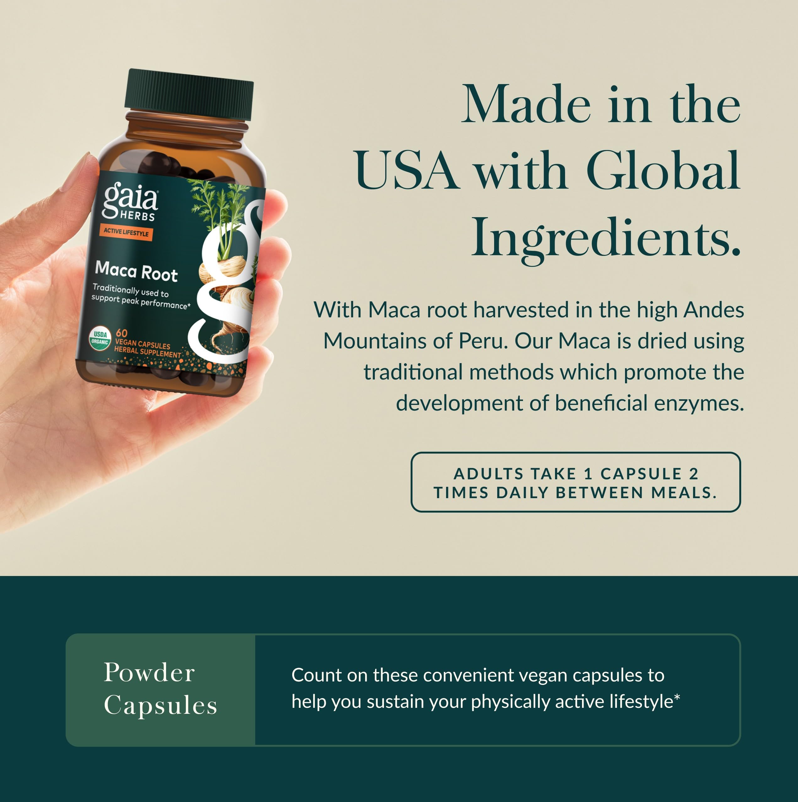 Gaia Maca Root packaging highlighting organic maca root