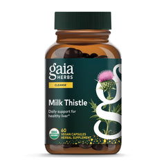 Gaia Herbs Milk Thistle bottle for daily liver support and easy dosing