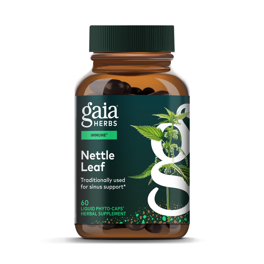Gaia Herbs Nettle Leaf bottle front view for respiratory support