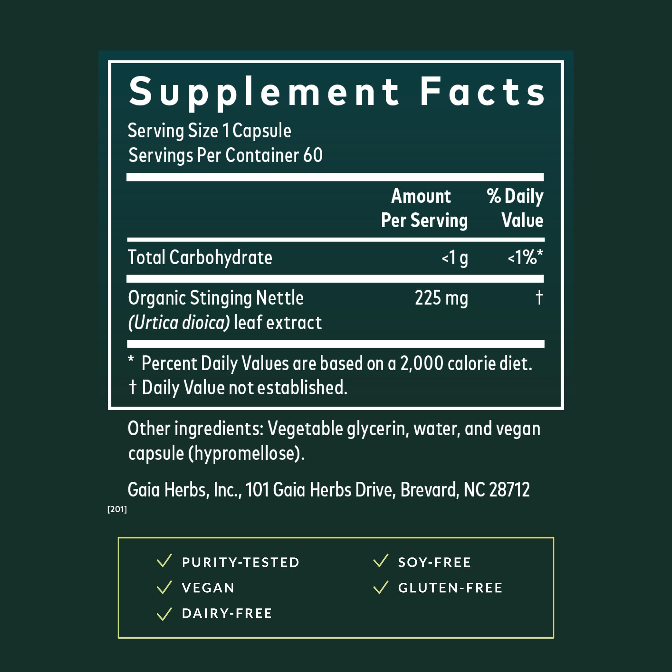 Gaia Herbs Nettle Leaf capsules poured for daily immune support