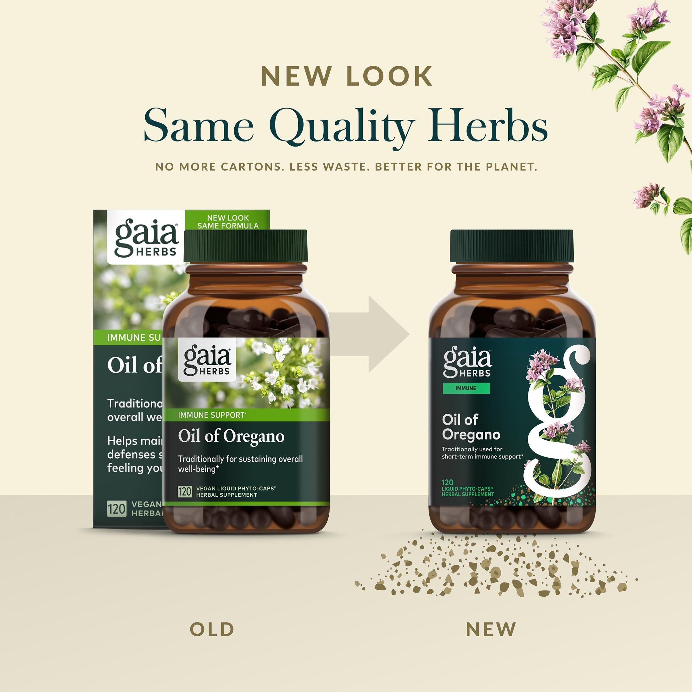 Gaia Herbs Oil of Oregano phyto-caps package signals 120 servings