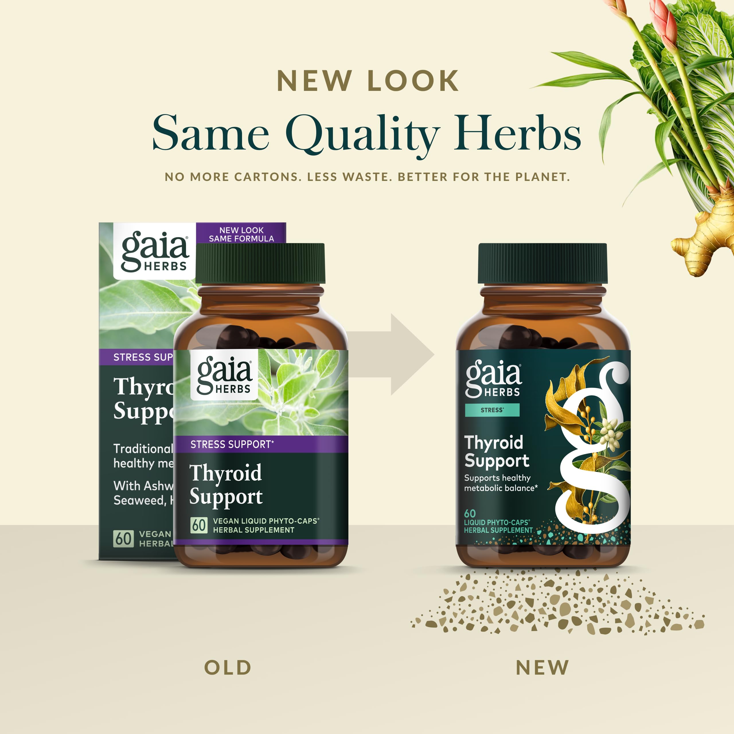 Clear Gaia Herbs packaging communicates quality commitment.