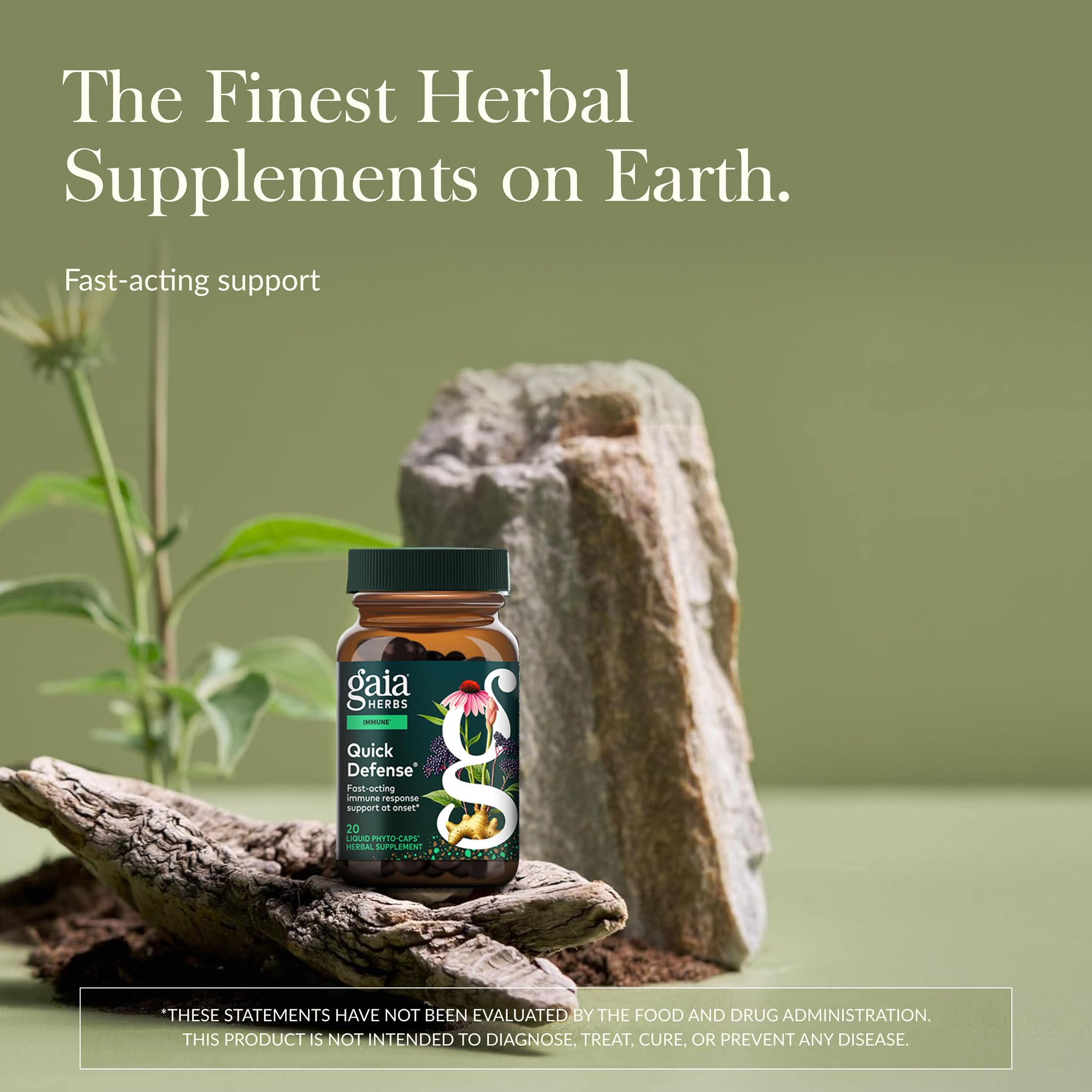 Gaia Herbs Quick Defense label close-up highlighting echinacea