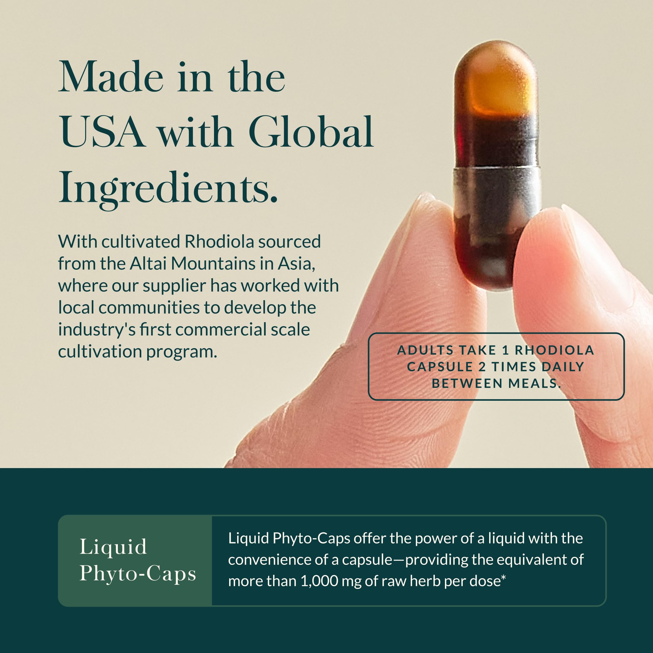 Gaia Herbs Rhodiola Rosea label detail reveals European sourcing and root extract