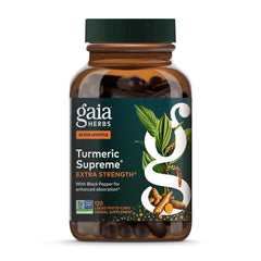 Gaia Herbs Turmeric Supreme bottle ready for daily comfort support.