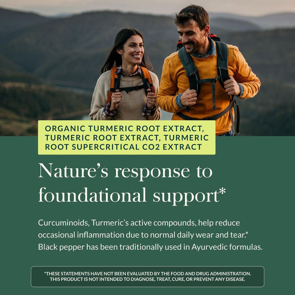Ingredient blend of three turmeric root extracts in Gaia Herbs formula