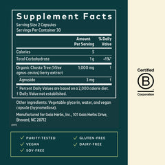 Gaia Herbs Vitex Berry capsules ready for daily use in a plant-based routine