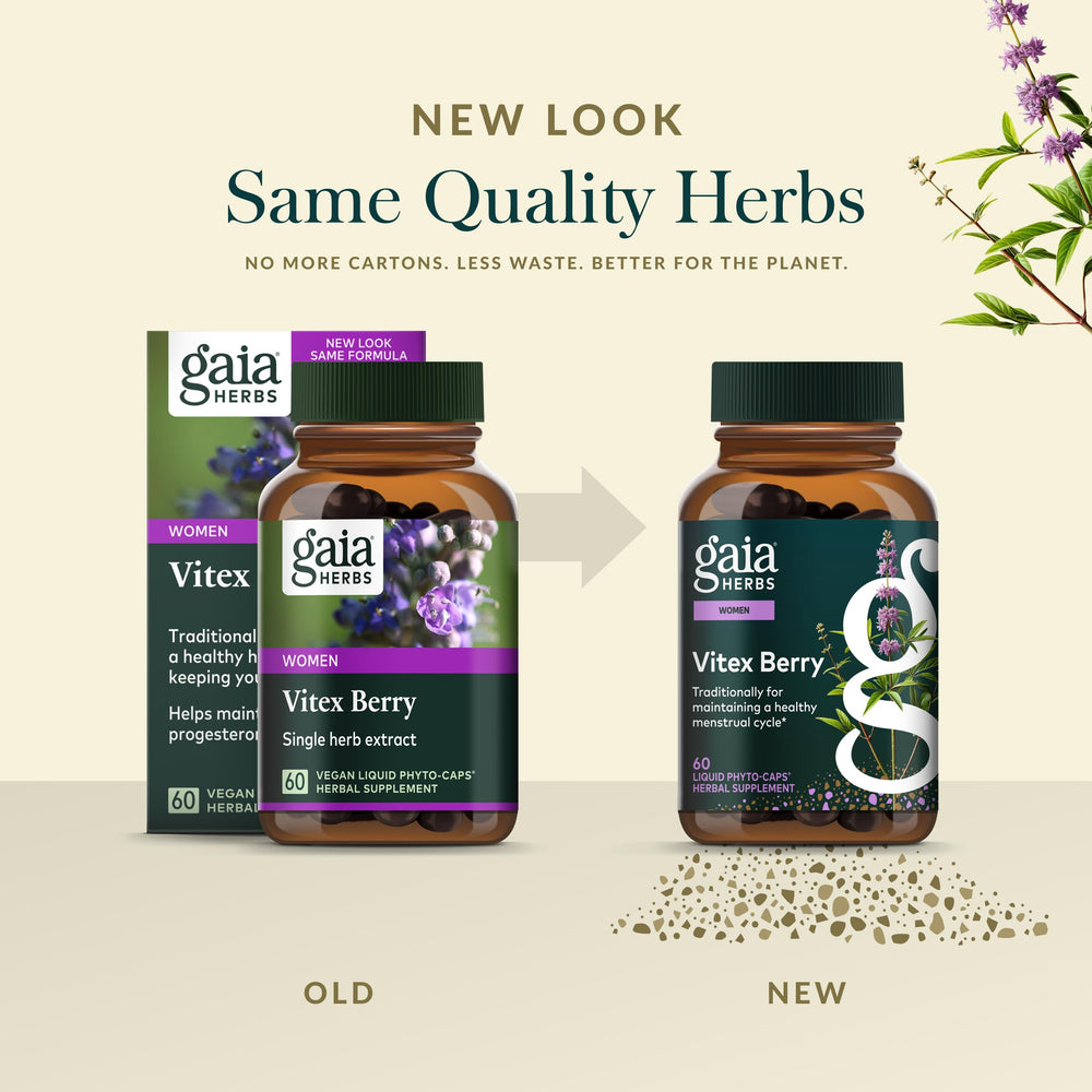 Gaia Herbs Vitex Berry ingredients list reflecting careful sourcing