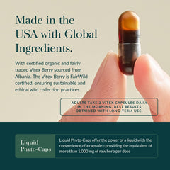 Gaia Herbs Vitex Berry pour shot indicating convenient dosing in daily wellness