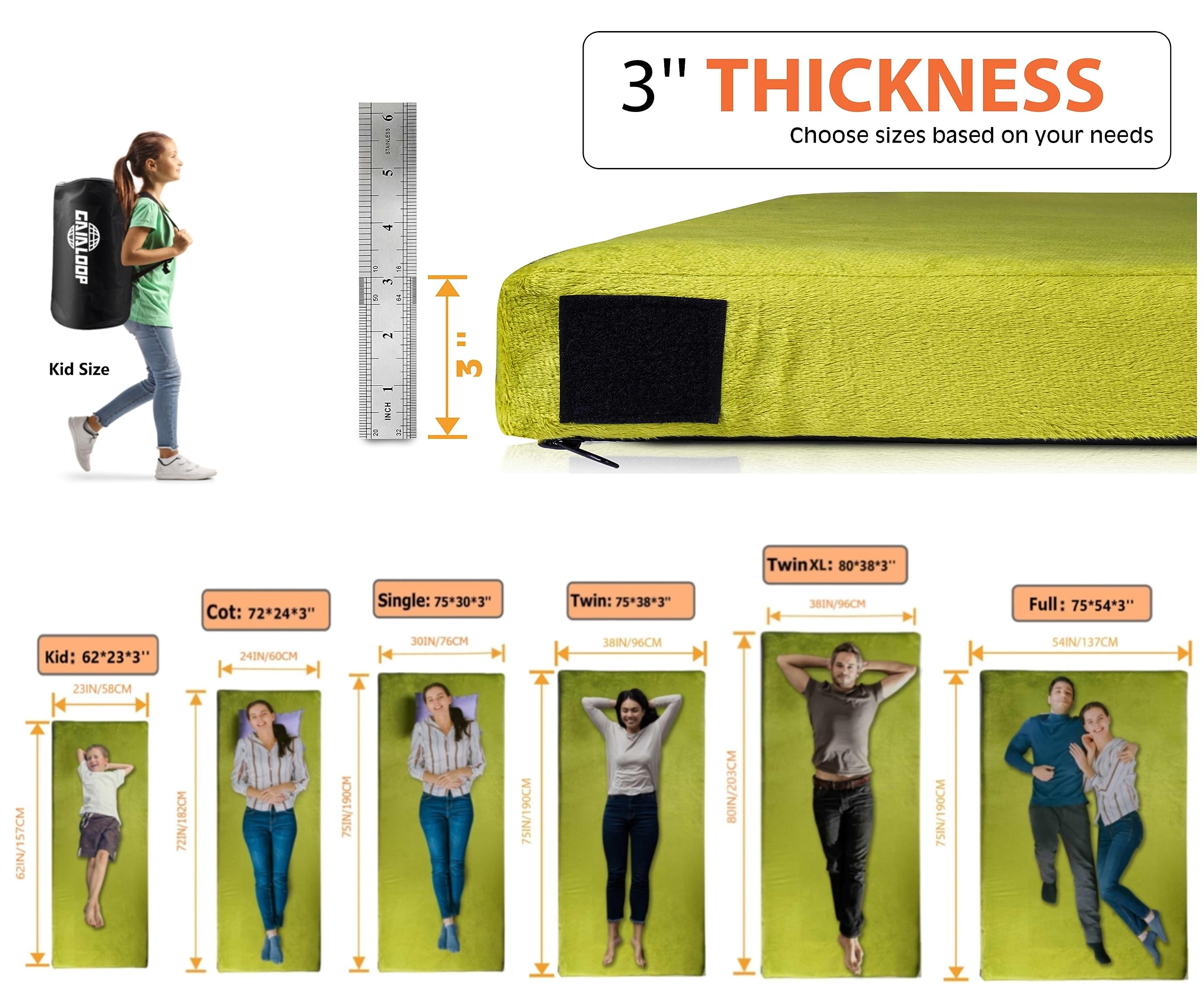 Gaialoop dual layer foam camping pad rolled up for easy transport