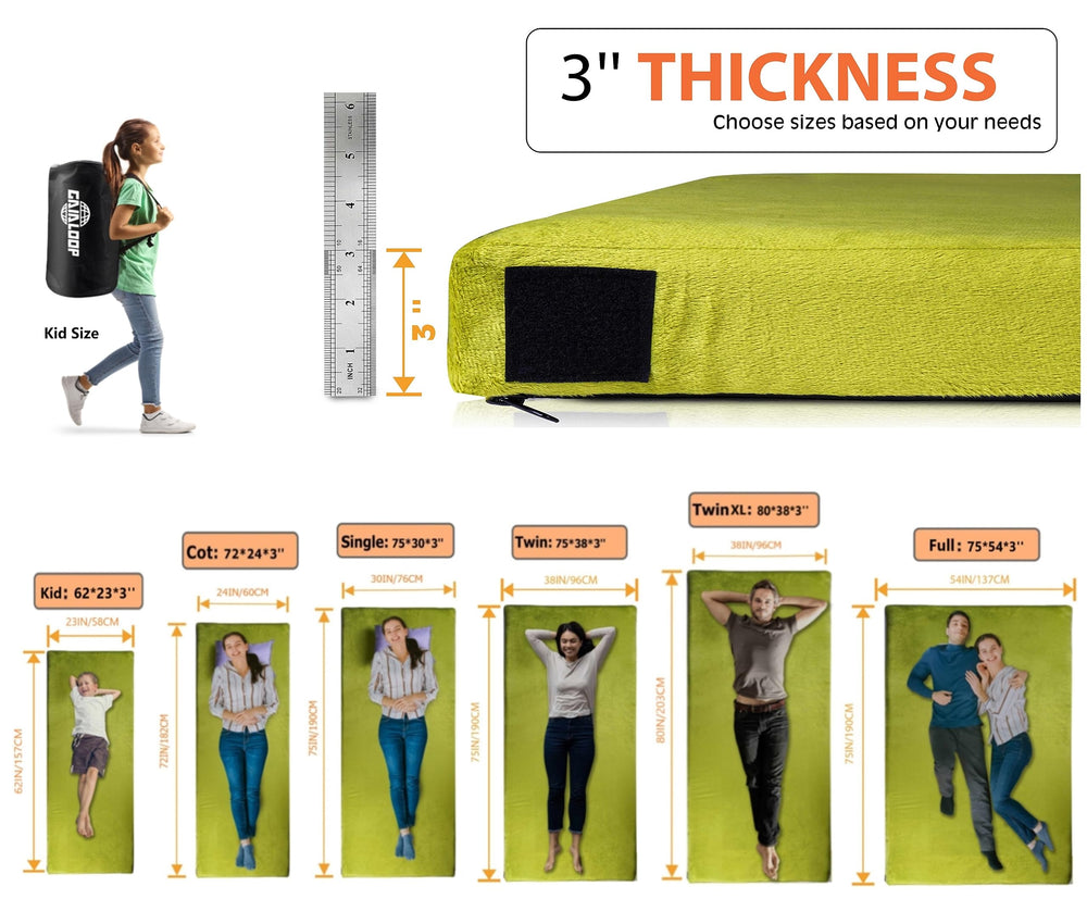 Gaialoop dual layer foam camping pad rolled up for easy transport