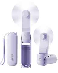 GAIATOP portable fan folded to lipstick size for pocket carry and quick cooling