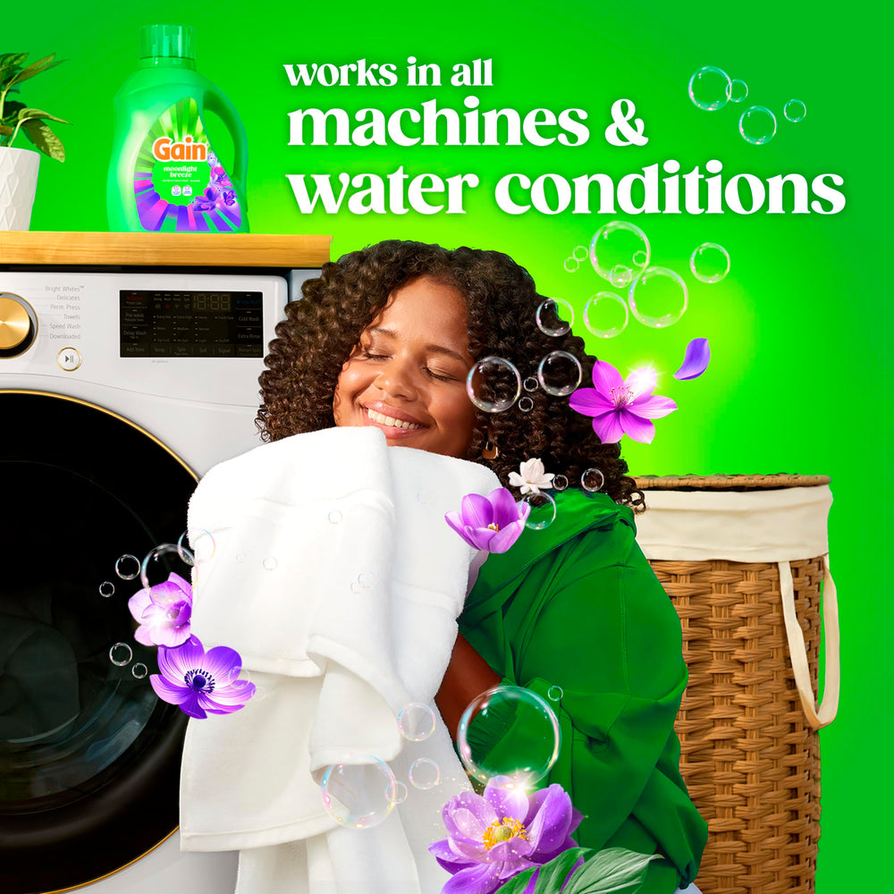 Moonlight Breeze aroma filling a bright laundry space