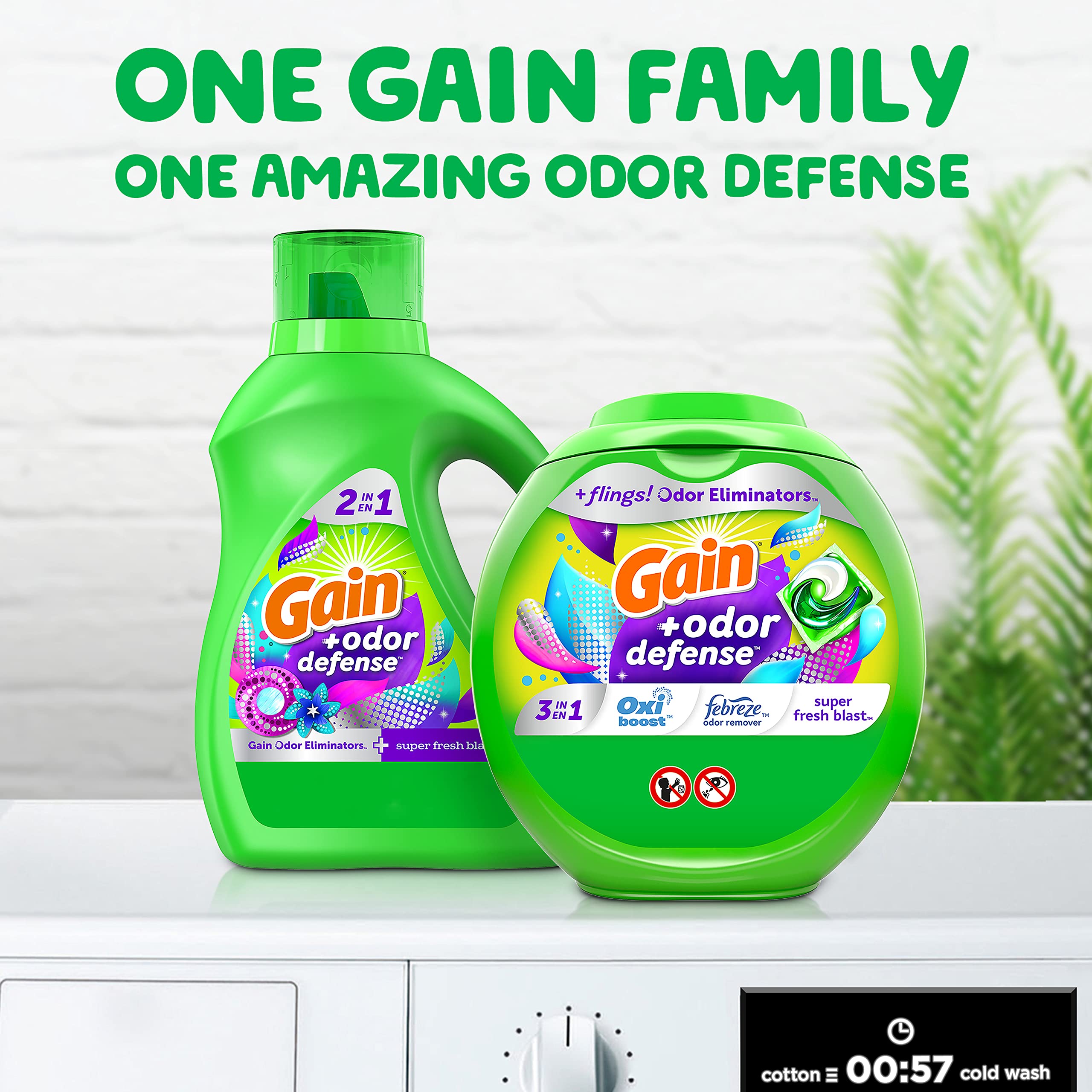 Gain 60-count packaging highlights value and convenience for regular laundry routines.
