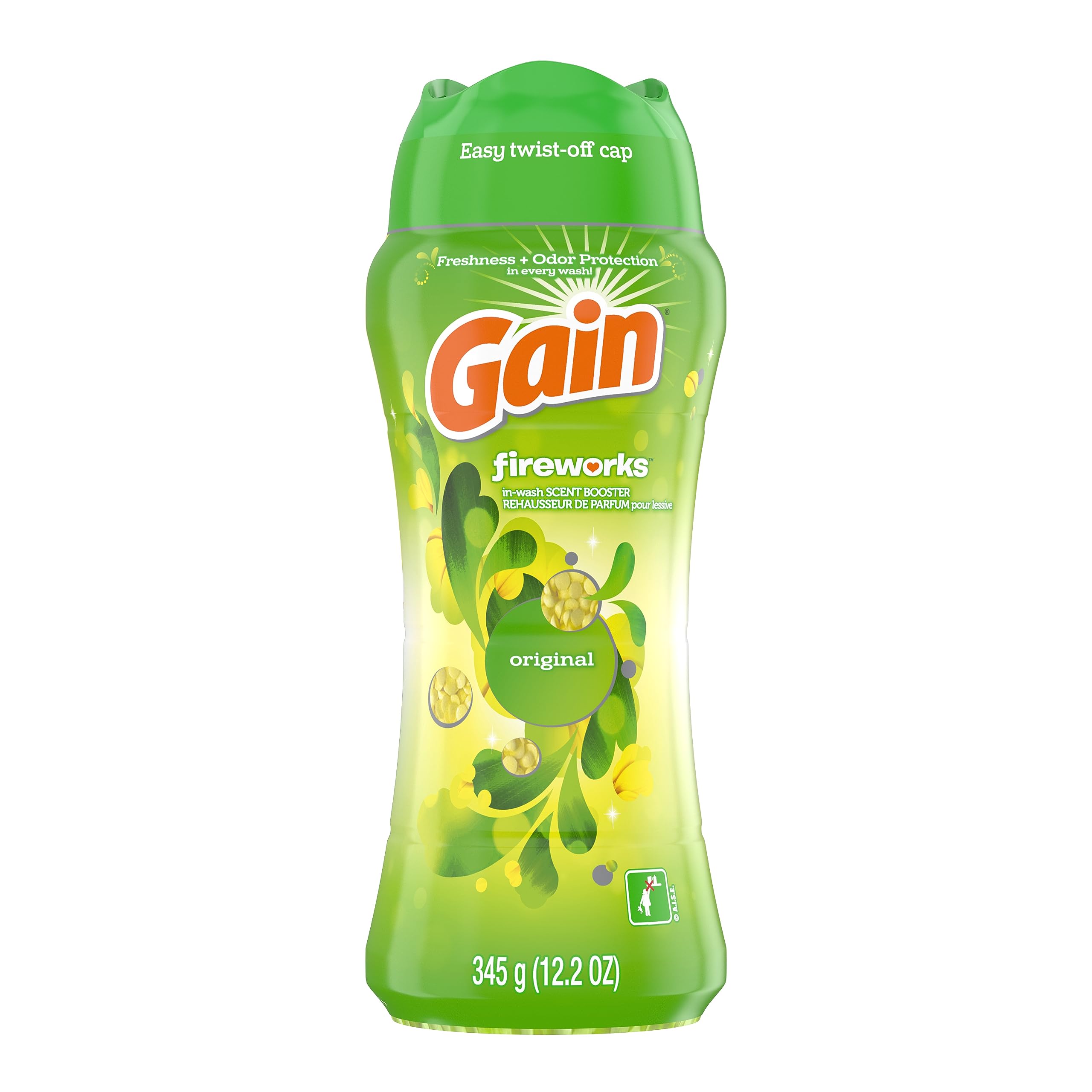 Gain Fireworks in-wash booster being poured into the drum for lasting freshness