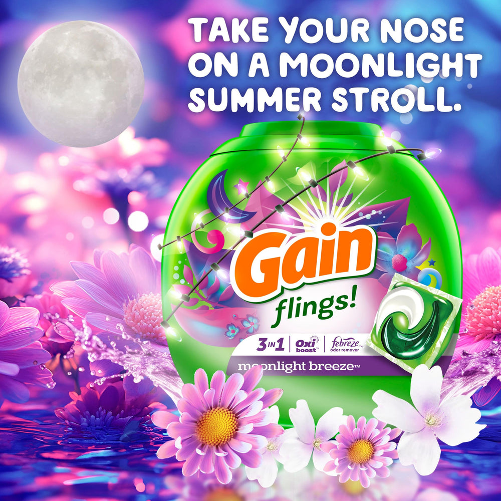 60-load box of Gain Flings Moonlight Breeze on shelf