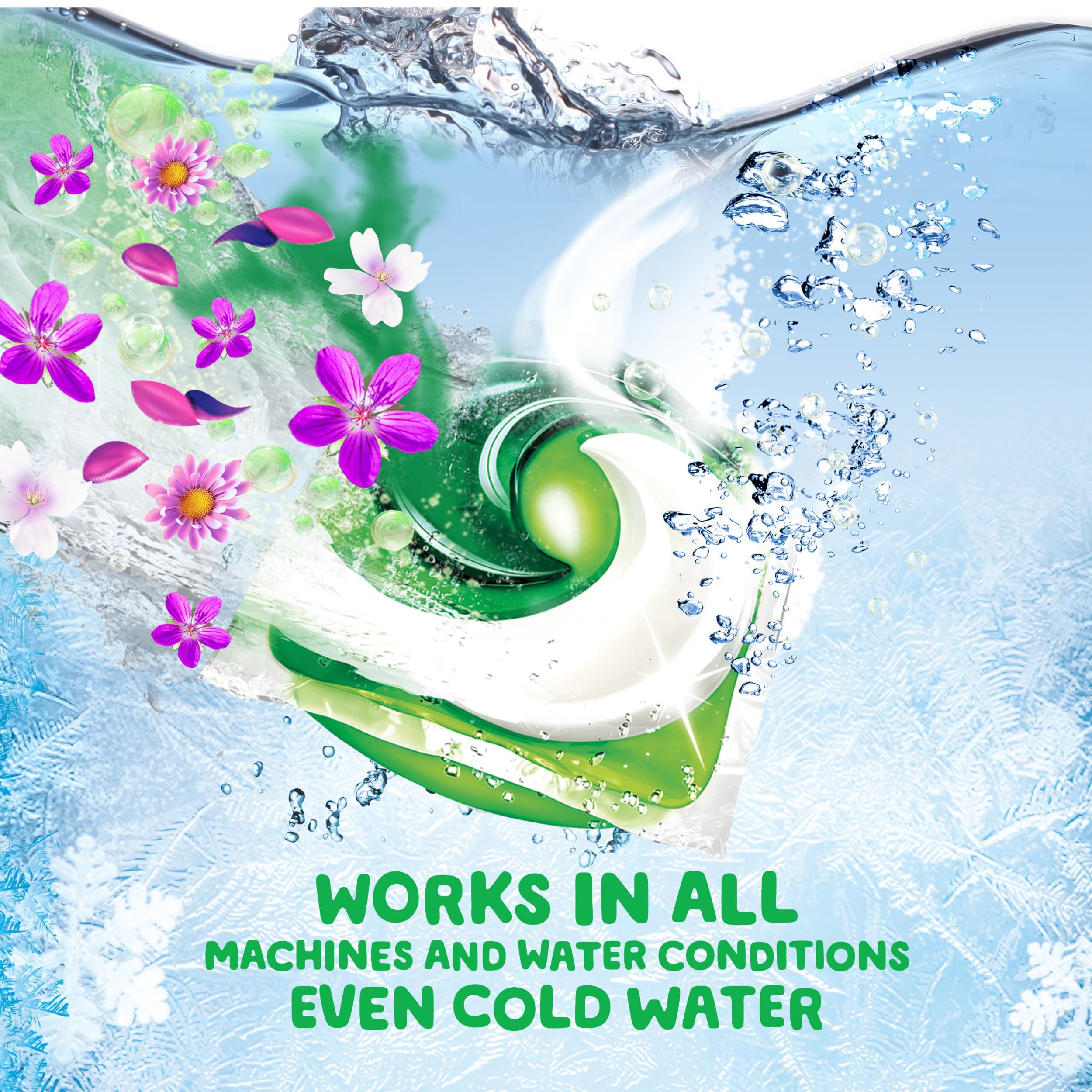 Pacs dissolving in water to illustrate cleaning action