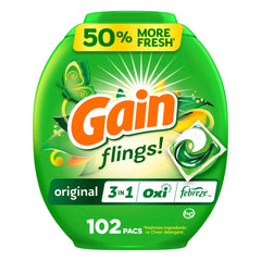 Gain Flings Original Scent pacs in a box delivering lasting freshness