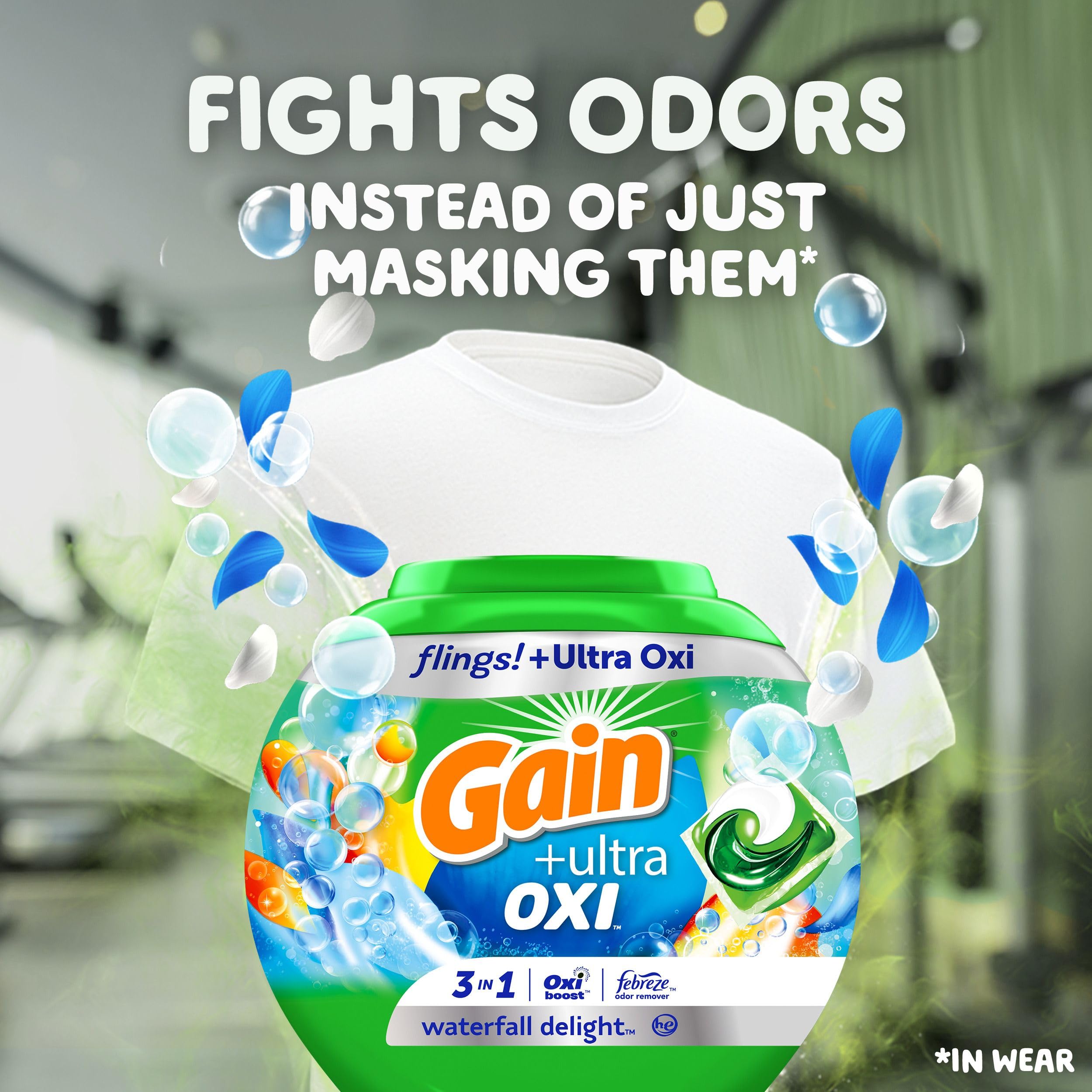 3-in-1 formulation with Oxi Boost and Febreze for fresher fabrics from Gain Flings.