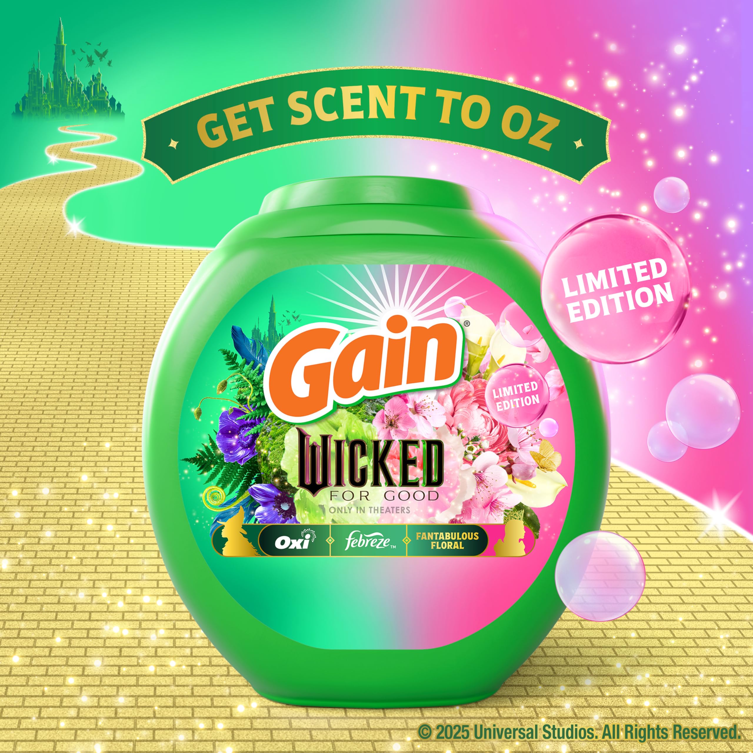 Gain Flings Wicked For Good side view compact 42-count pacs for versatile machine use