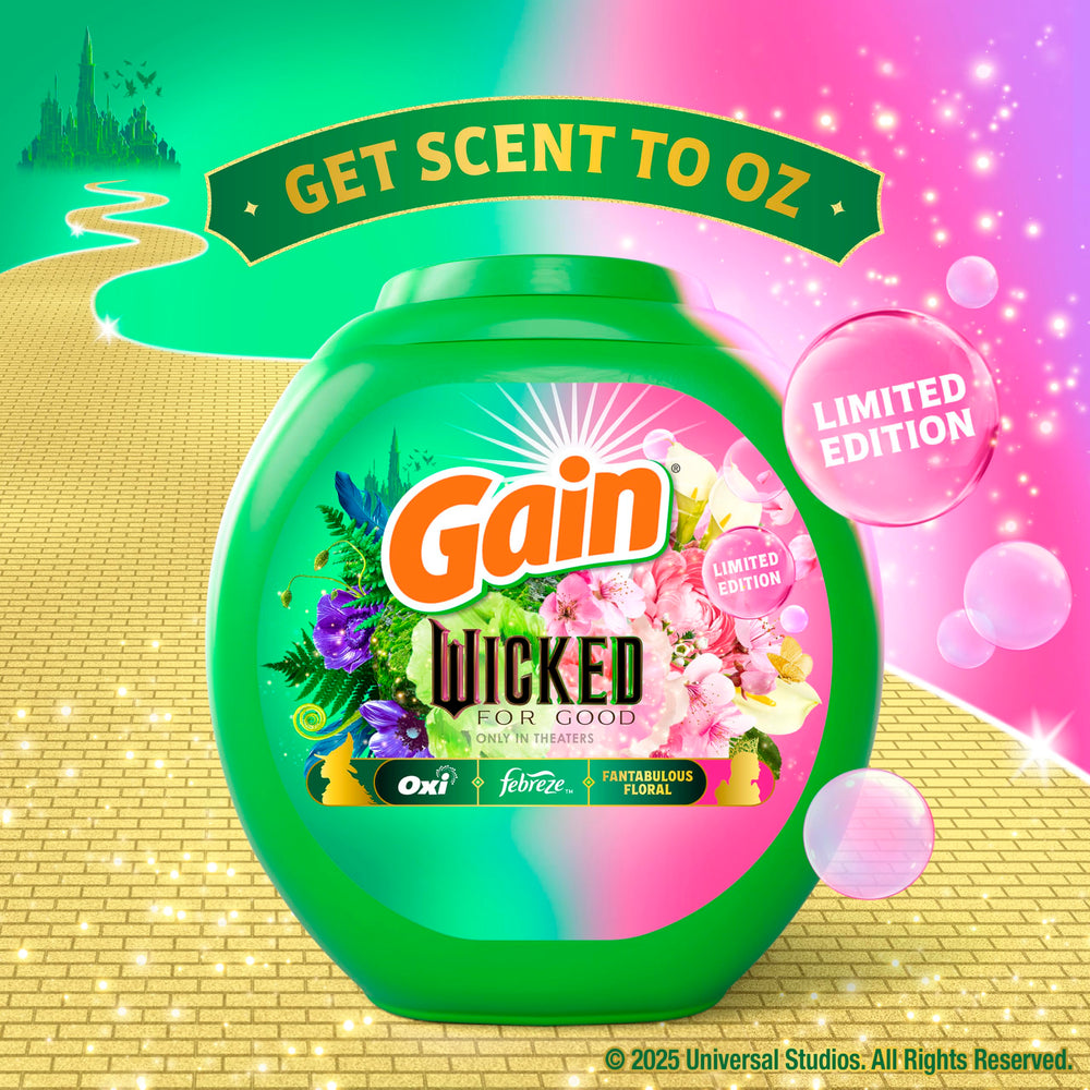 Gain Flings Wicked For Good side view compact 42-count pacs for versatile machine use