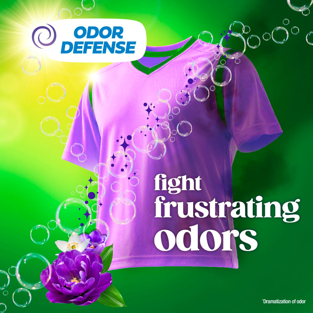 Close-up of Gain Moonlight Breeze label highlighting Odor Defense