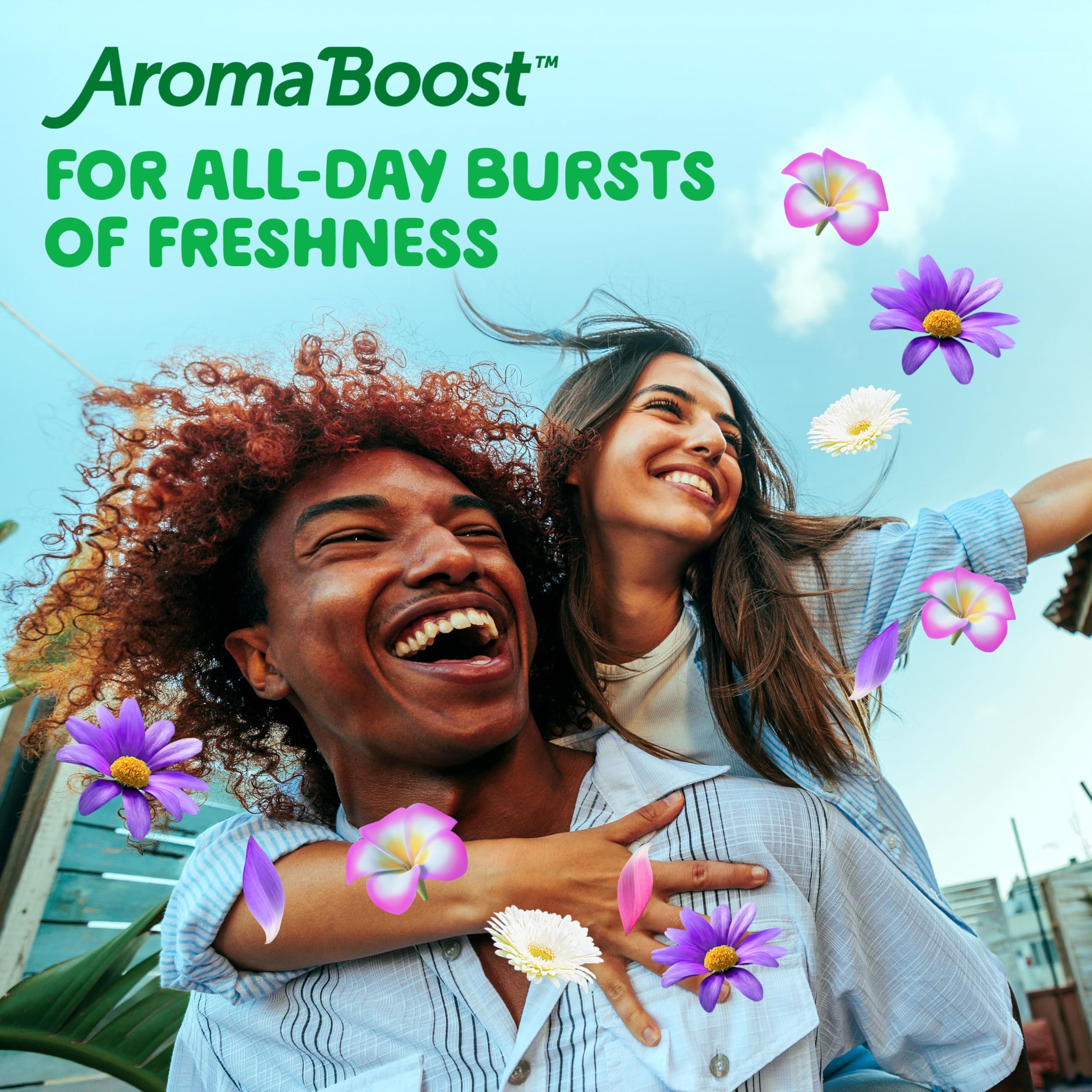Fresh blast scent swirl around Gain bottle.