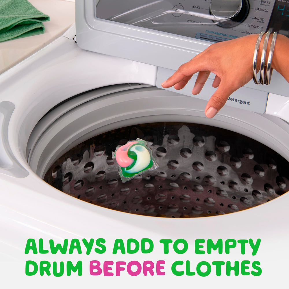 Hibiscus Hula pacs in washer ready for fresh laundry