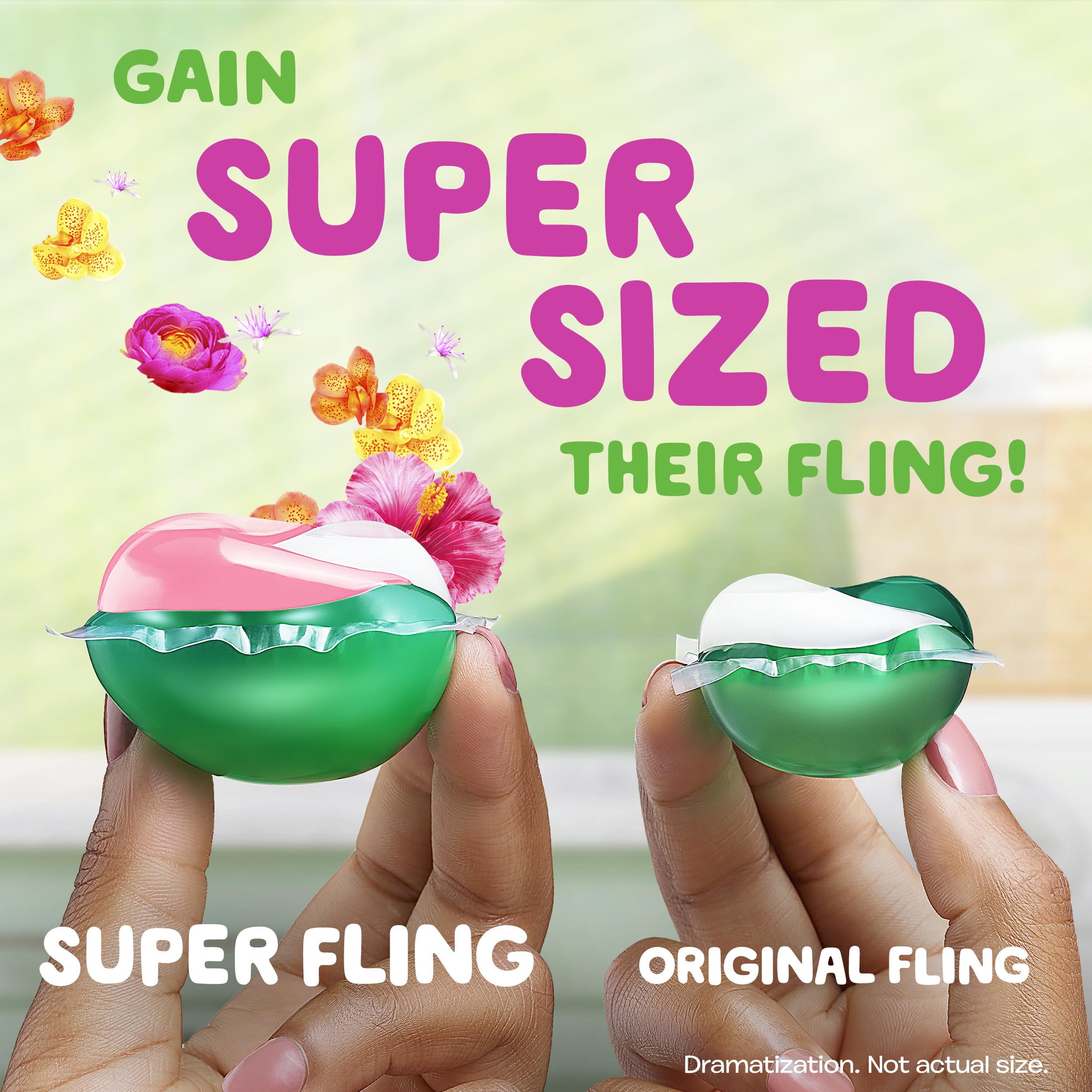Gain Super Flings pod demonstrates 4X Oxi cleaning power