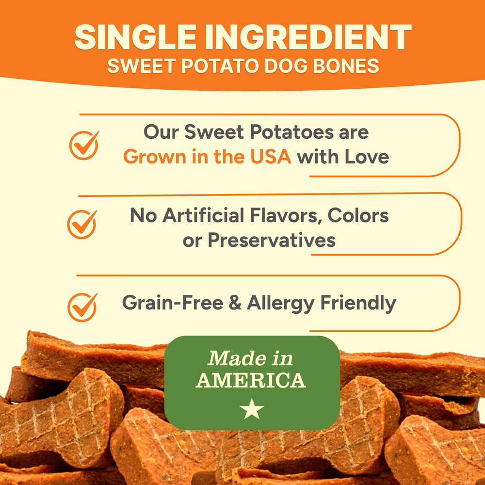Close-up of Gaines Family Farmstead Sweet Potato Dog Bones soft, chewable texture for dogs