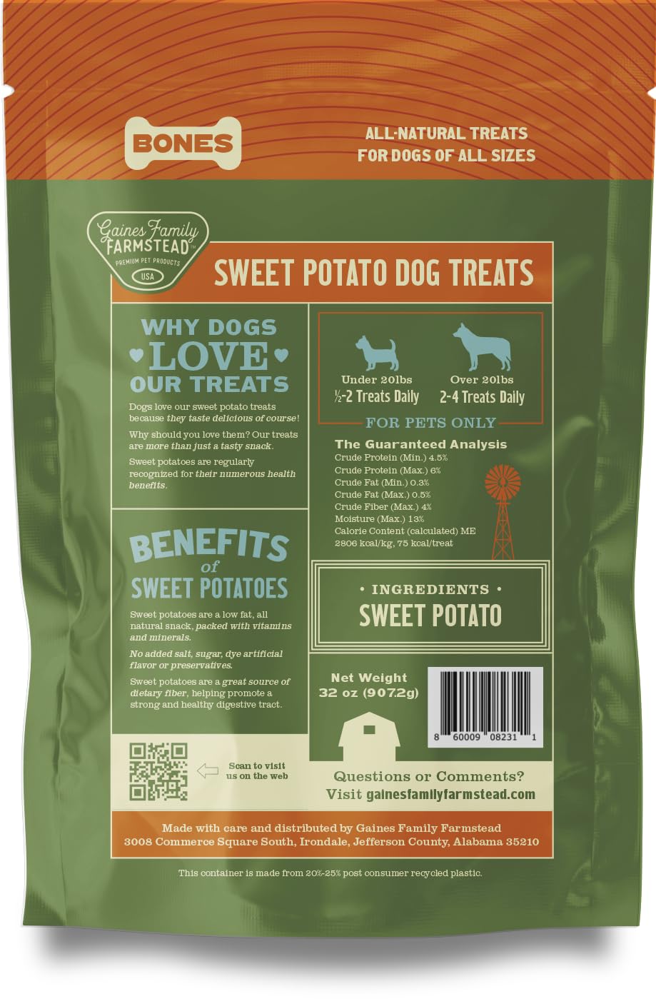 High-fiber natural snack from Gaines Family Farmstead for digestive-friendly treats
