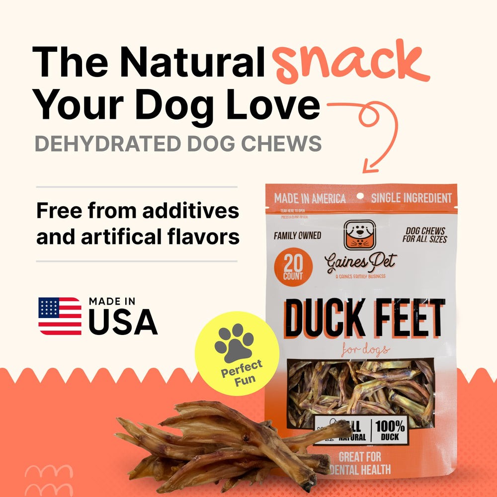 Gaines Duck Feet dental benefits: crunchy texture helps clean teeth and gums.