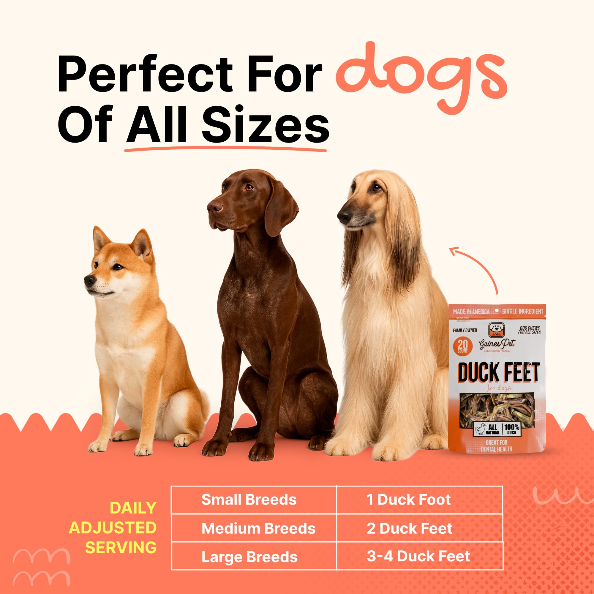 Gaines Duck Feet grain-free chews: suitable for dogs with grain sensitivities.